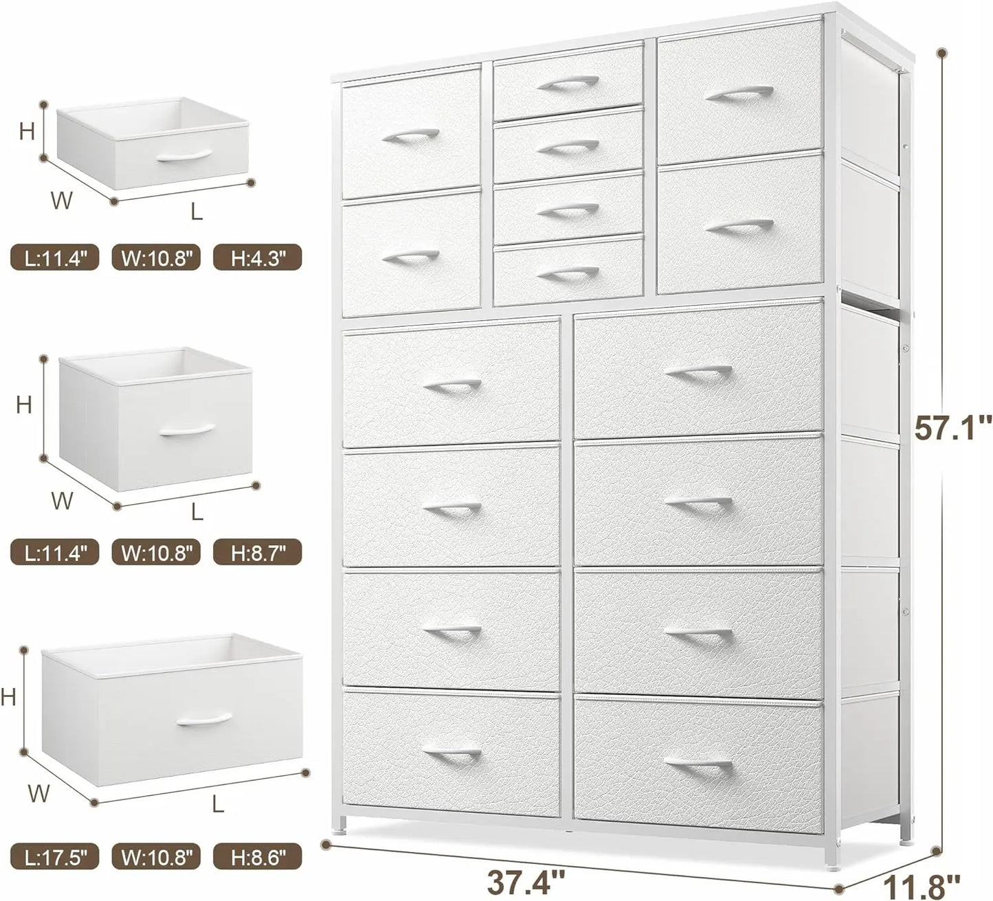 Dresser for Bedroom with 16 Drawers, Tall Chests of Drawers, Organizer, Dressers Bedroom Furniture for Closet Entryway