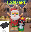 1.2M Christmas Decoration Crutch Santa Claus Inflatable Toy with LED Lights Outdoor Inflatable Model Ornament Party Garden Decor