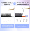 NAGARAKU YY Shape Double and Triple Tips Eyelash Extensions Hand Woven Premium Soft Natural Interlaced Makeup Mesh Net