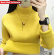 Turtleneck Winter Sweater Women Elegant Thicken Velvet Lined Warm Sueter Knitted Pullover Slim Tops Jersey Knitwear Jumper New