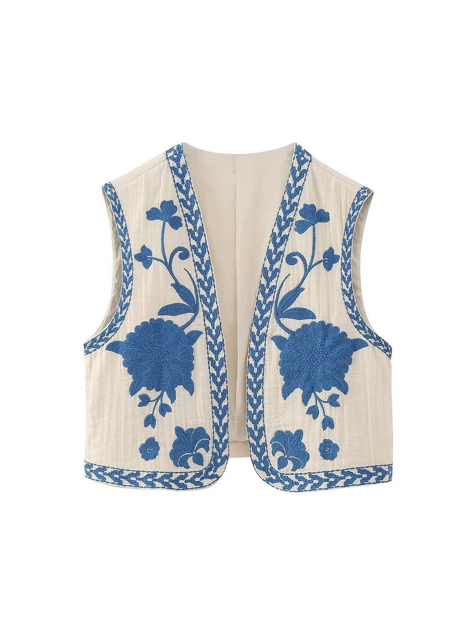 Zevity Women National Style Sleeveless Position Floral Embroidery Short Vest Jacket Ladies Casual Crop WaistCoat Tops CT4110