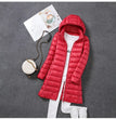 2025 Women Spring Jacket Ultralight Thin Packable Down Long Jacket  Female Hat Detachable Slim Fit Skirt Coat Portable Outwear