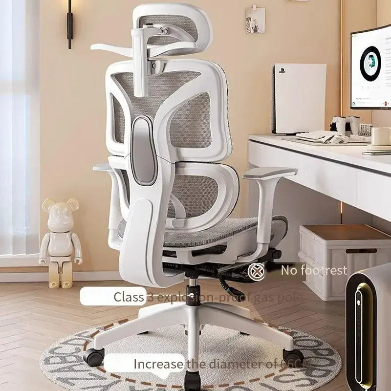 UVR Computer Chair Ergonomic Backrest Chair Home Study Chair Sedentary Comfortable Recliner with Footrest Mesh Office Chair