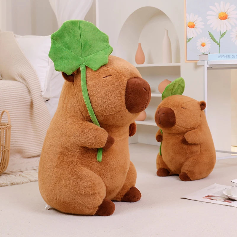 Lotus leaf Capybara Plush Toy  Oyster Bee Bckpack Capibara Cosplay Unicorn Dinosaur Boba Bread Ring Decor Stuffed Animals