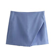 Willshela Women Fashion Asymmetrical Shorts Skirts High Waist Back Pockets Side Zipper Vintage Female Skort Solid