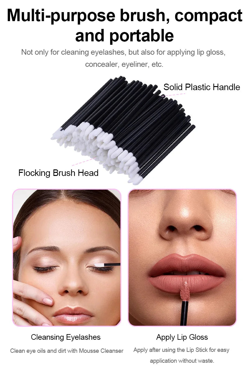 50 Pcs Disposable Make Up Lip Gloss Brush Lipstick Gloss Wands Applicator Hollow Lip Brushes Portable Cosmetic Beauty Tools