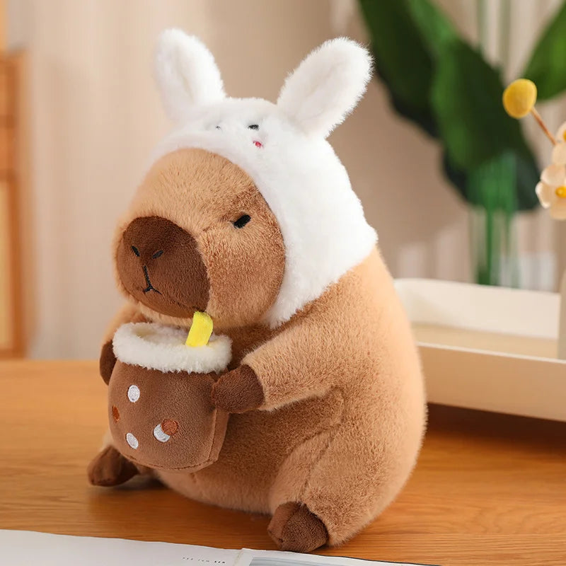 Lotus leaf Capybara Plush Toy  Oyster Bee Bckpack Capibara Cosplay Unicorn Dinosaur Boba Bread Ring Decor Stuffed Animals