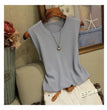 Summer Sleeveless Blouse Women O-neck Knitted Blouse Shirt Women Clothes Women Tops