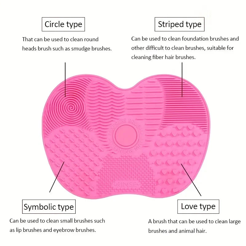 Apple Shaped Silicone  Makeup Brush Cleaning Pad-Efficient & Portable & Reusable Makeup Brush Cleaning Mat With Suction Cup