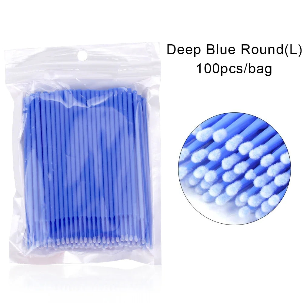 100PCS/Bag Eyelash Brushes Disposable Cotton Swab Micro Individual Eyelashes Microbrush Lash Removing Lash Extension Accessories