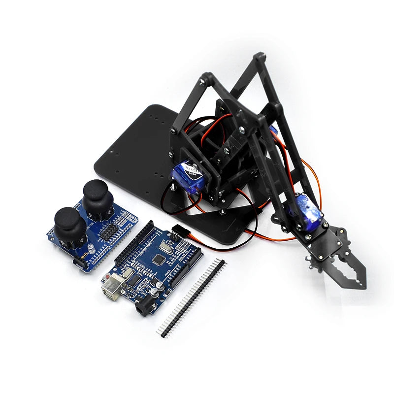 SG90 4 DOF Unassembly Acrylic Mechanical Arm Bracket Robotic Manipulator Claw For Arduino UNO Learning DIY Kit Programmable Toys