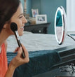  Flexible Makeup Mirror with LED Light 10X Magnifying Cosmetic Gooseneck with Suction Cup Diffused Light 360 Degree Swivel