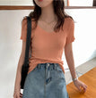 Basic V-neck Solid Thin Summer Pullover Women Female Knitted Ribbed Sweater Slim Short Sleeve Bodycon Sweater