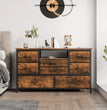 8 Dresser TV Stand with Power Outlet & LED for 55'' TV, Long Dresser for Bedroom with 8 Deep Drawers, Wide Console Table