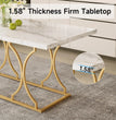 Round Dining Table 47.24 Inch Kitchen Table for 4 People Wooden Marble Pattern Dinner Room Table with Gold Base for Home office