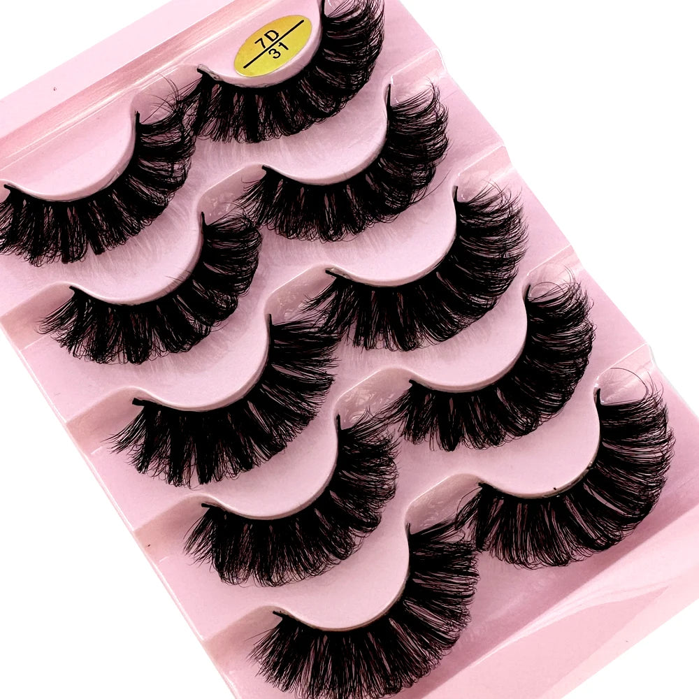 5pairs Classic Hybrid Volume Lashes New Arrival Wispy D Curl Short Russian Strip Lashes Makeup False Eyelashes