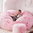 No Stuffed Gray Bean Bag Chair Giant Beanbag Pouf Sofa Bed Puff Futon Room Seat Tatami Relax Lounge Furniture Only Bag Case