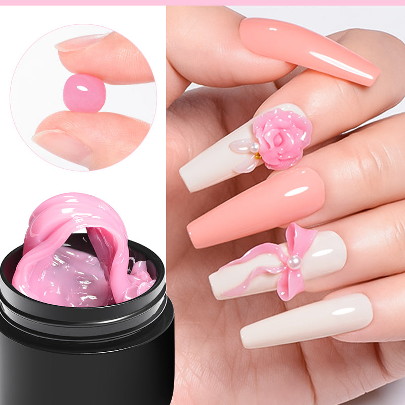 7ML Non Stick Hand Solid Extension Nail Gel Polish Pink Clear Nude Extension Gel Rhinestone Glue Gel For DIY Manicure Nail Art