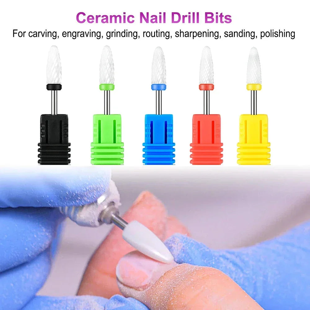 Nail Drill Bits for Acrylic Gel Nails Tungsten Carbide Nail Bits for Nail Drill E-file Bits Manicure Pedicure Remover Tools