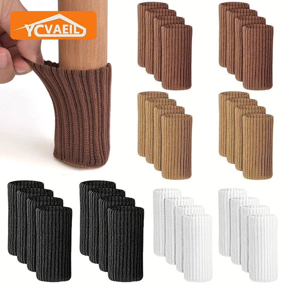 16Pcs Chair Legs Socks Knitted Furniture Feet Floor Protectors Anti-slip Pads Silent Thicken Table Chair Leg Socks Covers