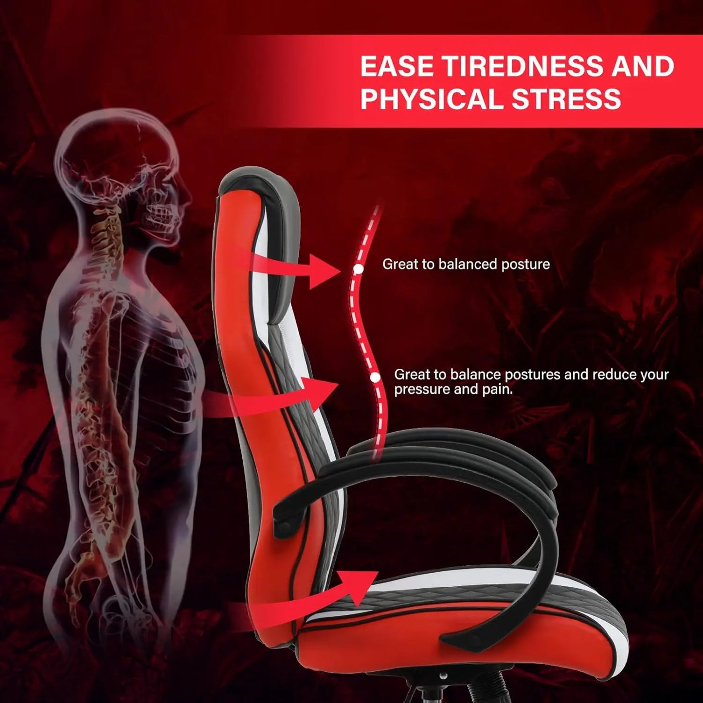 Gaming Chair, Backrest and Seat Height Adjustable Swivel Recliner Racing Office Computer Ergonomic Video Game Chair