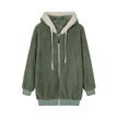 New Style Autumn And Winter Loose Plush Zipper Hooded Jacket Woman