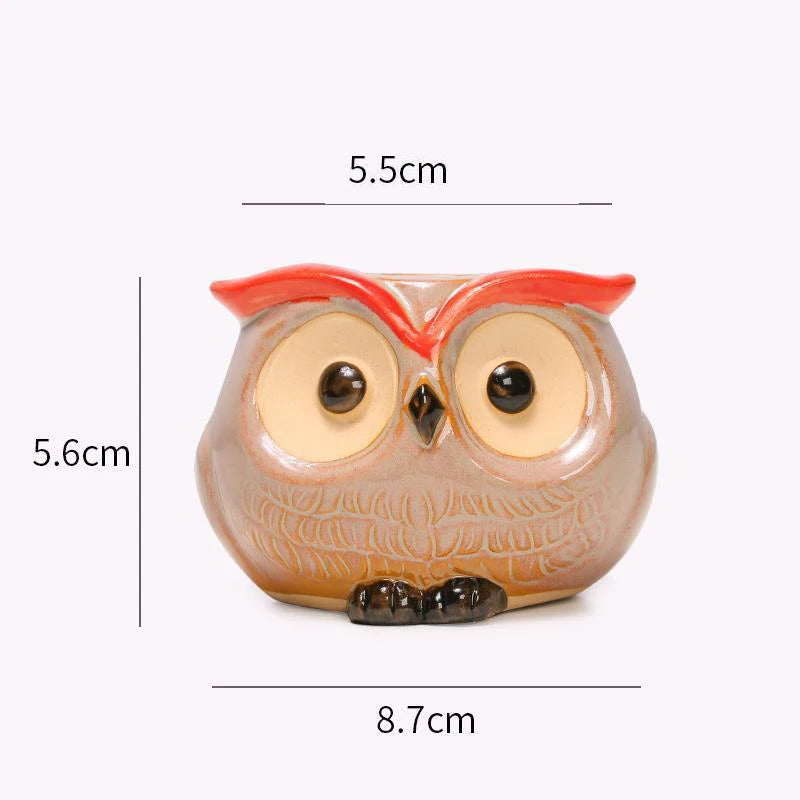 Ceramic Owl Flower Pot Garden Office Decoration Succulent Mini Owl Flowerpot Cute Animal Flowerpot Cactus Plants Planters