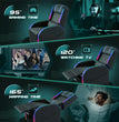 LED Gaming Massage Recliner Chair, Racing Style Single Living Room Sofa Comfortable Ergonomic Home Theater Seating, Chairs