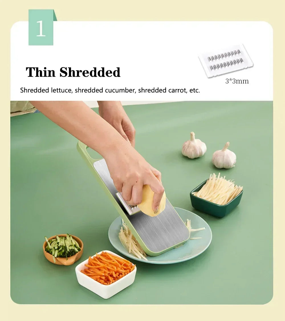 Kitchen Manual Vegetable Slicer Stainless Steel Vegetable Slicer Shredder Cutter Potato Shredders Garlic Carrot Grater Chopper