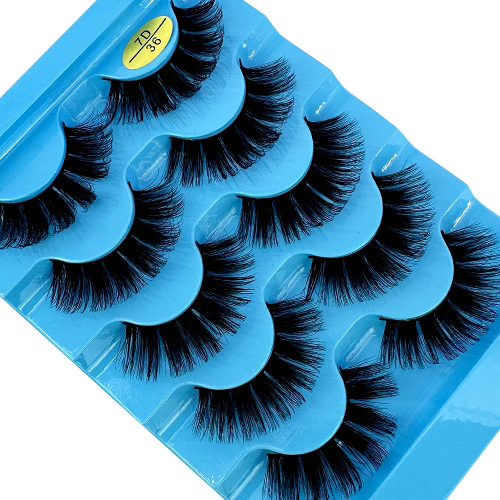 5pairs Classic Hybrid Volume Lashes New Arrival Wispy D Curl Short Russian Strip Lashes Makeup False Eyelashes