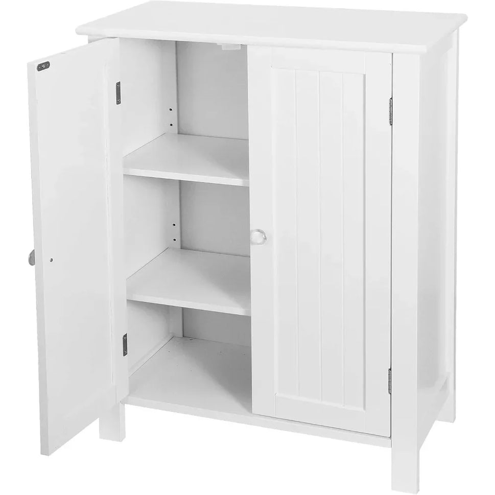 bathroom storage cabinet, Modern Bathroom Floor Storage Cabinet with Adjustable Shelf and Double Door Rust Proof, Living Room