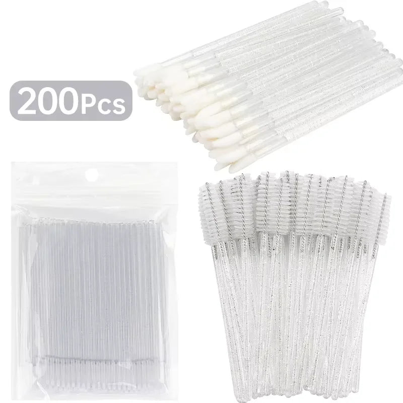 200 Pcs Disposable Makeup Brushes Set Mascara Wands Lip Brush Microbrush Applicator Swab For Eyelash Extension Make Up Tools