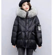 2024 Winter New Warm Down Cotton Jacket With Large Fur collar Hooded Coat Loose Women Thicken Parker Puffer Overcoat Casual wear