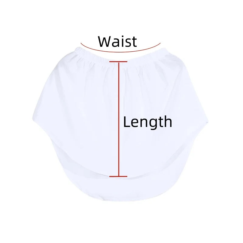 Women Girls Shirt Blouse Extender Adjustable Layering Faux Top Lower Sweep Mini Skirt False Hemline Splitting Underskirt