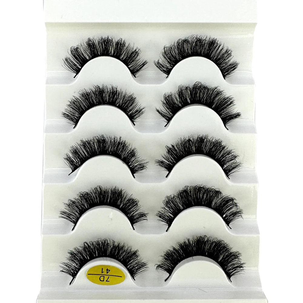 5pairs Classic Hybrid Volume Lashes New Arrival Wispy D Curl Short Russian Strip Lashes Makeup False Eyelashes