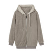 New Style Autumn And Winter Loose Plush Zipper Hooded Jacket Woman