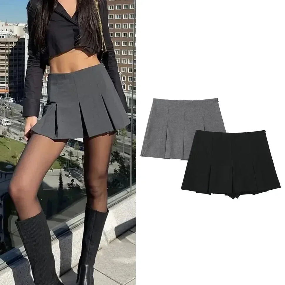 ASDS Fashion Women's High Waist Shorts Skirts Pleated Skirt Shorts Women Striped Bermuda Shorts Woman Casual Mini Shorts