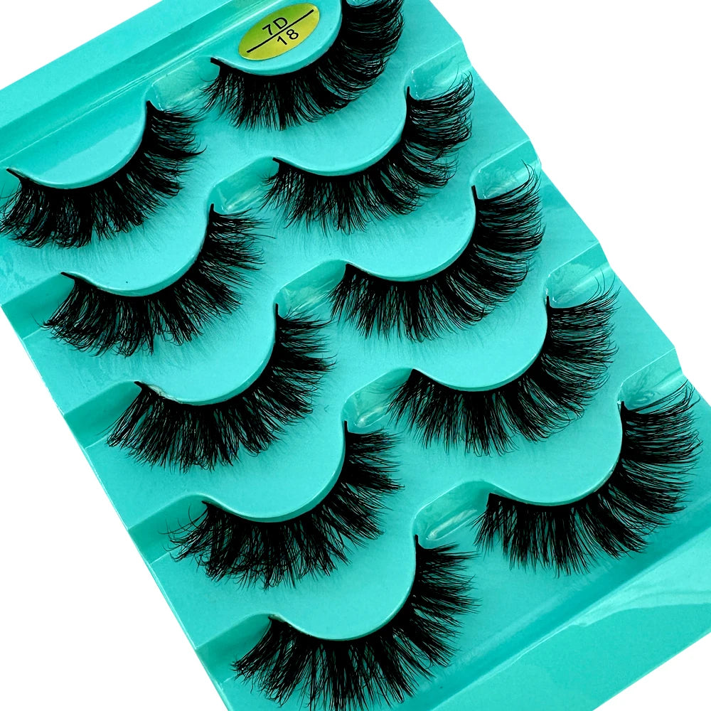 5pairs Classic Hybrid Volume Lashes New Arrival Wispy D Curl Short Russian Strip Lashes Makeup False Eyelashes