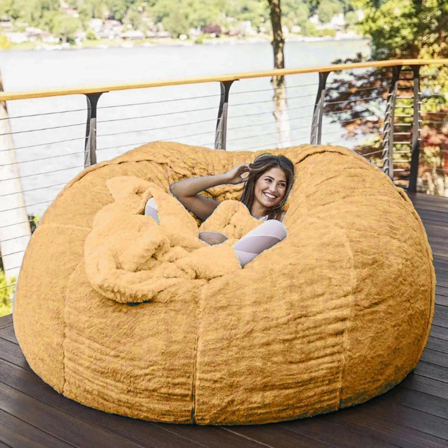 No Stuffed Gray Bean Bag Chair Giant Beanbag Pouf Sofa Bed Puff Futon Room Seat Tatami Relax Lounge Furniture Only Bag Case