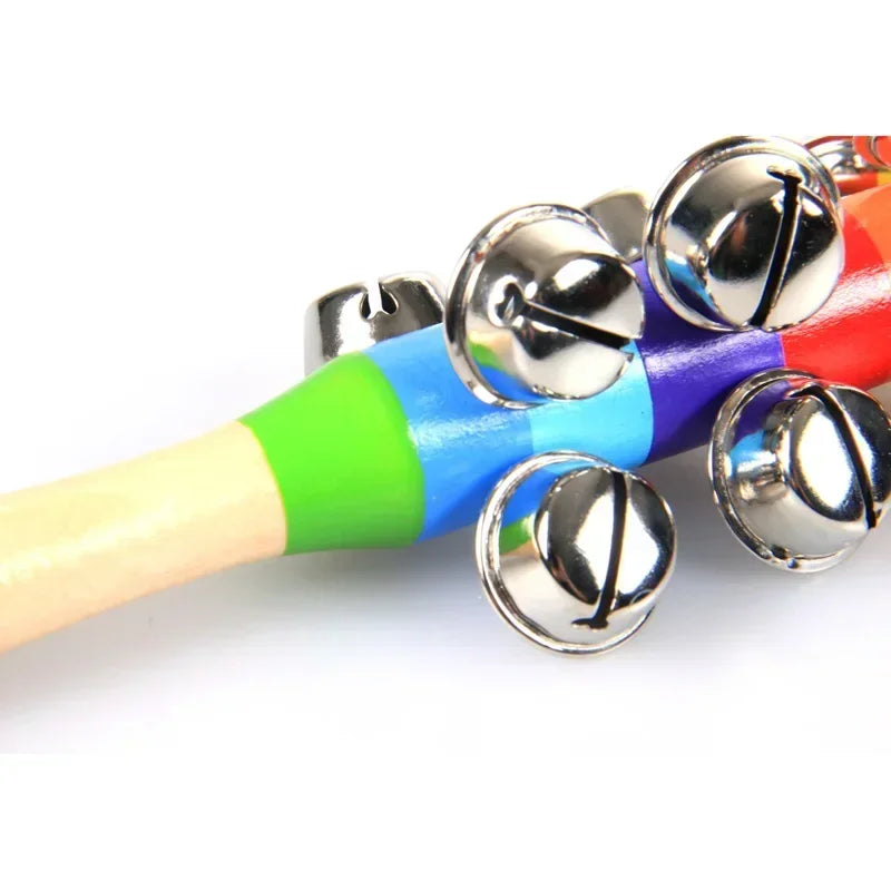 Colorful Rainbow Hand Held Bell Stick Wooden Percussion Musical Toy for Adult KTV Party Game Gift