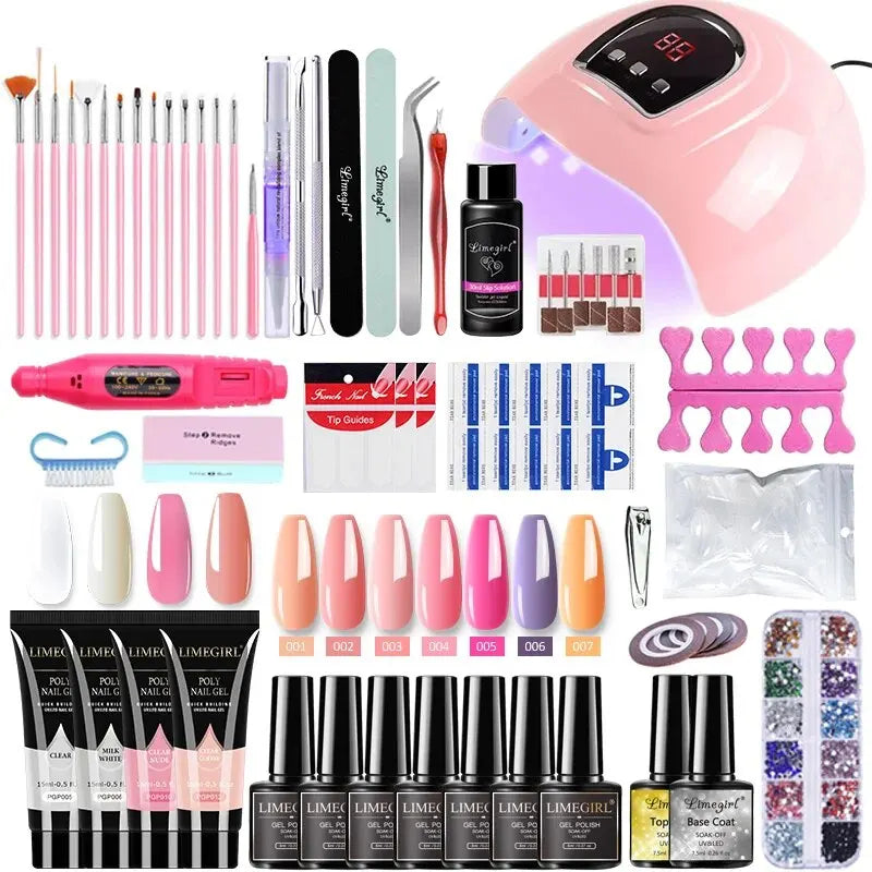 Nail Gel Kit Acrylic Nails Set With UV LED Lamp Dryer Nail Drill Color Gel Polish Kit Soak Off Manicure Tools Set