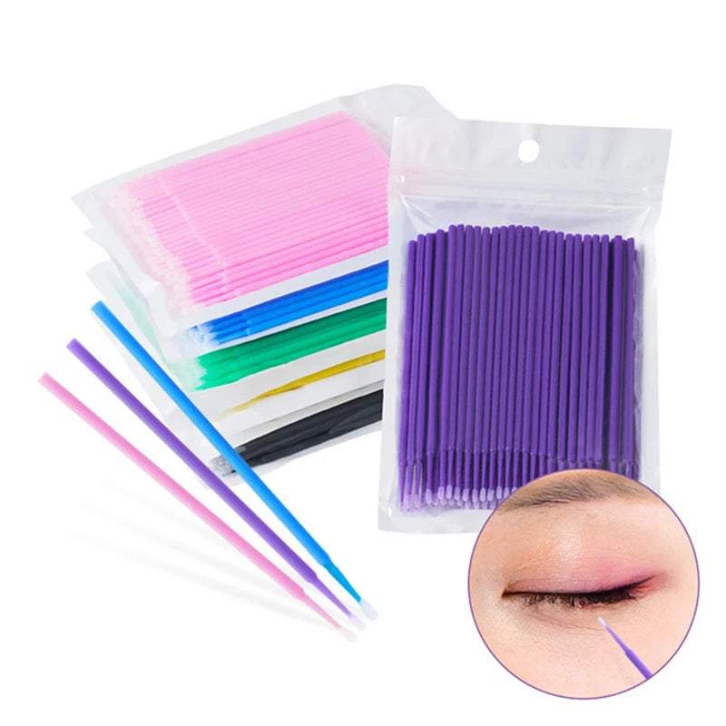 CNKESS Disposable cotton swab 100 bendable eyelash extension for easy hygiene and micro-brush False eyelash tool accessories