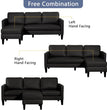 Convertible Sectional Sofa Couch, Faux Leather Sectional Sofa Couch with Reversible Chaise L Shaped Couch Sofa Set 3 Seater