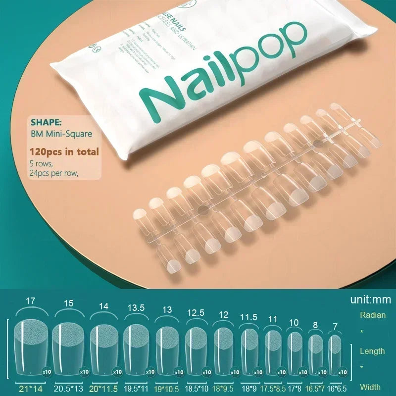 NAILPOP 120pcs Fake Nails Full Cover Press on Nails Coffin Soft Gel American Pose Capsule False Nail Tips for Extension System