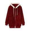 New Style Autumn And Winter Loose Plush Zipper Hooded Jacket Woman