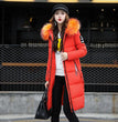 2024 Women's Down Parkas Winter Jacket Big Fur Collar Thick Slim Coat Fashion Hooded Cotton Outerwear Long Winter Woman Coat