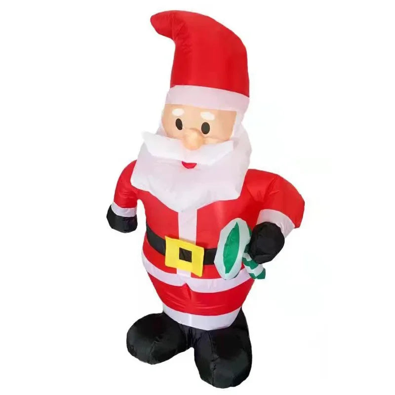 1.2M Christmas Decoration Crutch Santa Claus Inflatable Toy with LED Lights Outdoor Inflatable Model Ornament Party Garden Decor