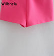 Willshela Women Fashion Asymmetrical Shorts Skirts High Waist Back Pockets Side Zipper Vintage Female Skort Solid