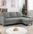 Convertible Sectional Linen Sofa for Living Room Apartment, L-Shaped Couch 3 Seats Sofas w/Storage Chaise & Charging Port, Beige