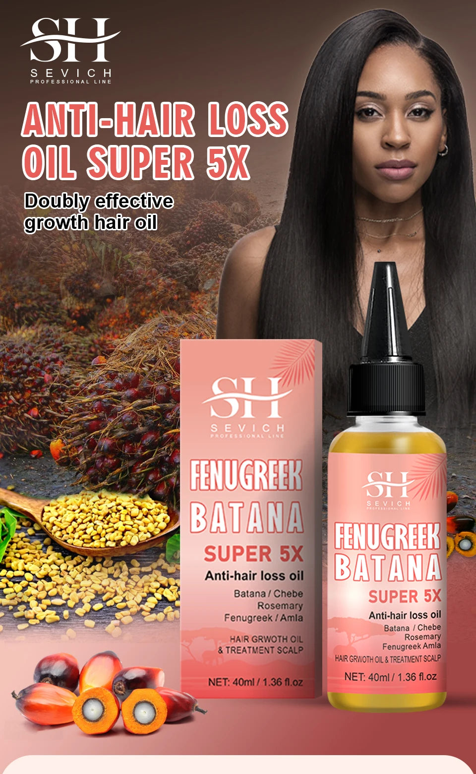 2024 Super Fast 5x Hair Growth Oil Fenugreek Anti-Hair Loss Oil Rosemary Hair Regrowth Chebe Batana Butter Hair Mask Amla Oils